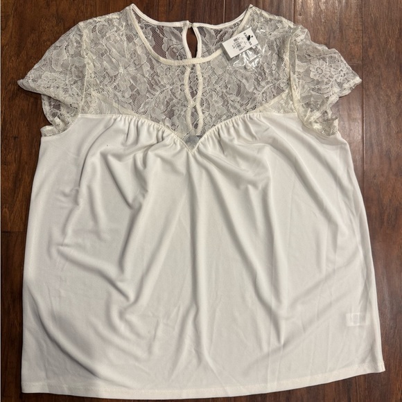 Express Tops - Express Ivory Lace Detail Blouse
